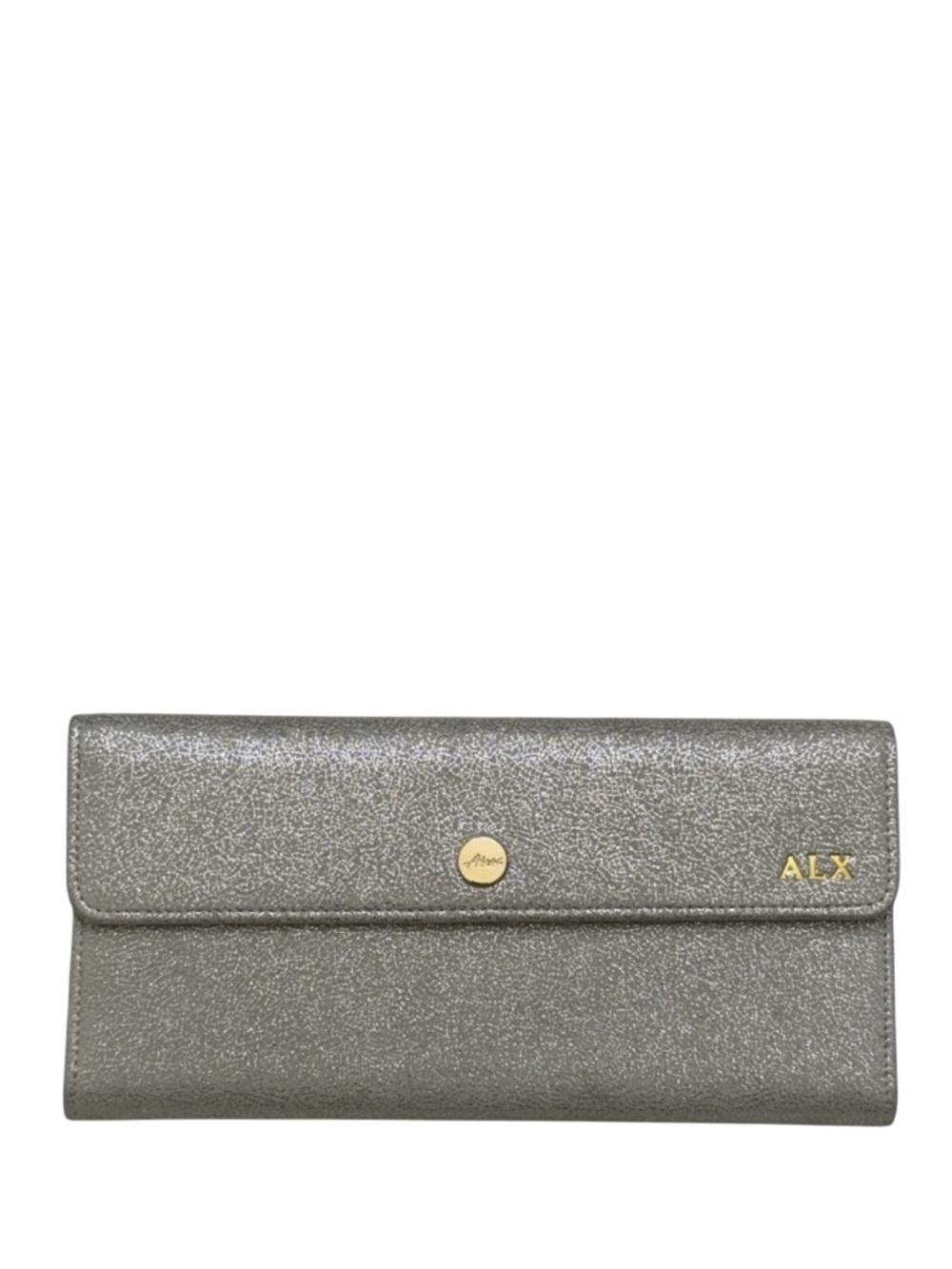 ABAS - GLITTERY SILVER TRAVEL TABS ORGANIZER LONG BIFOLD SNAP WALLET